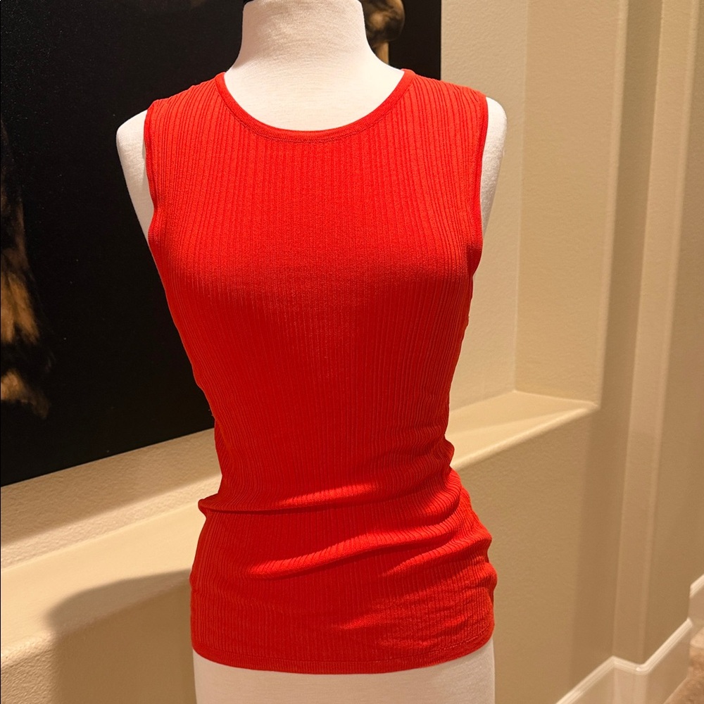 Zara Ribbed Stretchy Red Tank Top